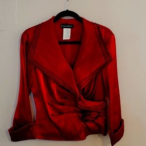Metallic red evening/ party wear shirt. Perfect with black pants or skirt.